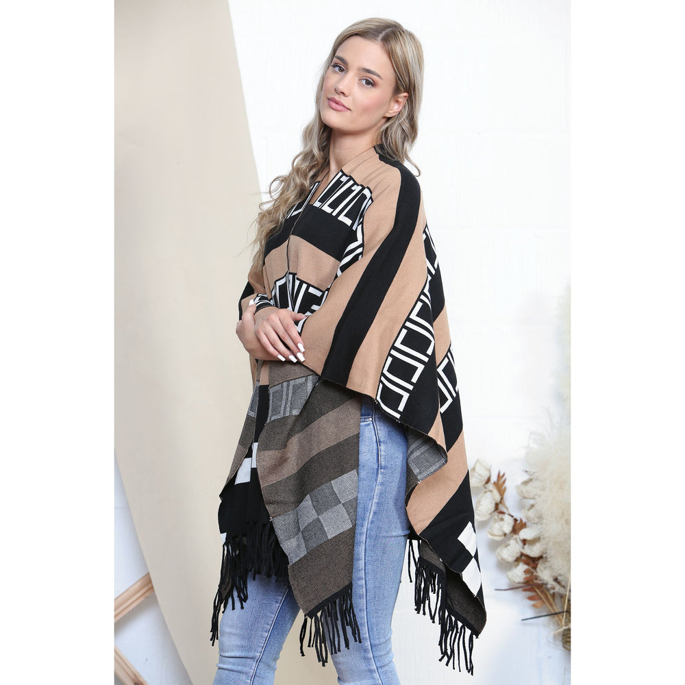 
                      
                        Pattered Poncho With Tassels
                      
                    