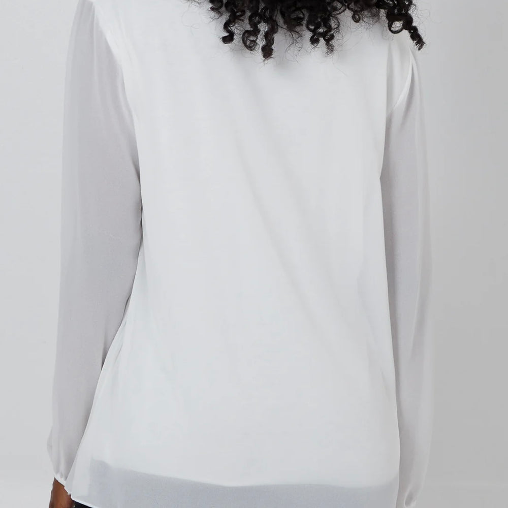 
                      
                        Pleated Long Sleeve Necklace Top
                      
                    