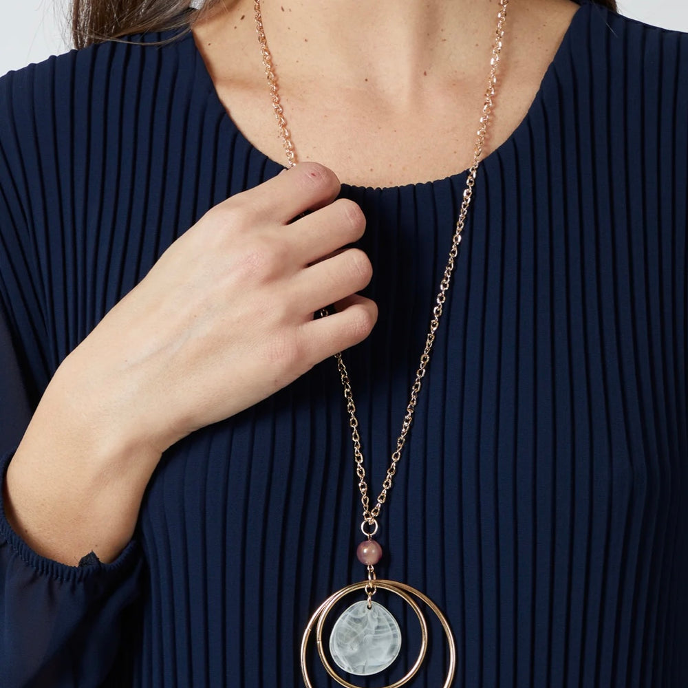 Pleated Long Sleeve Necklace Top