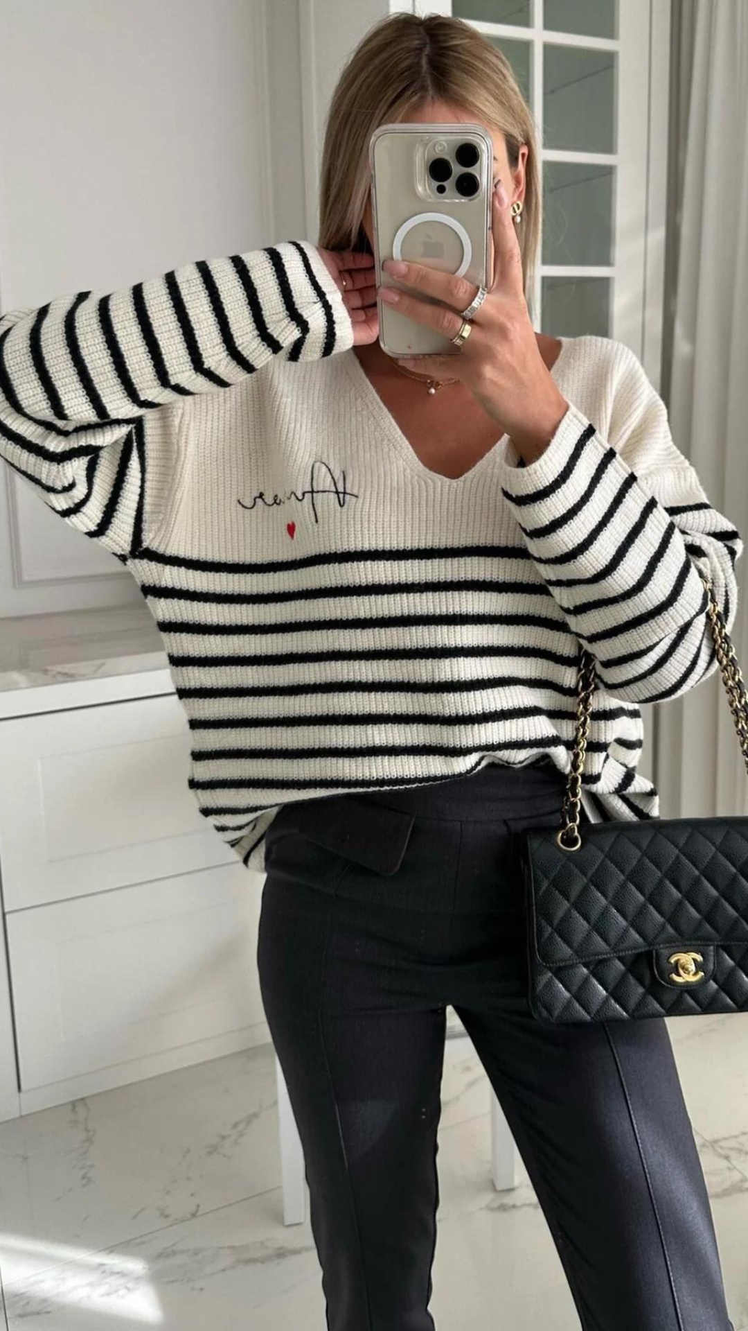 ALISA Relaxed V Neck Stripe Jumper